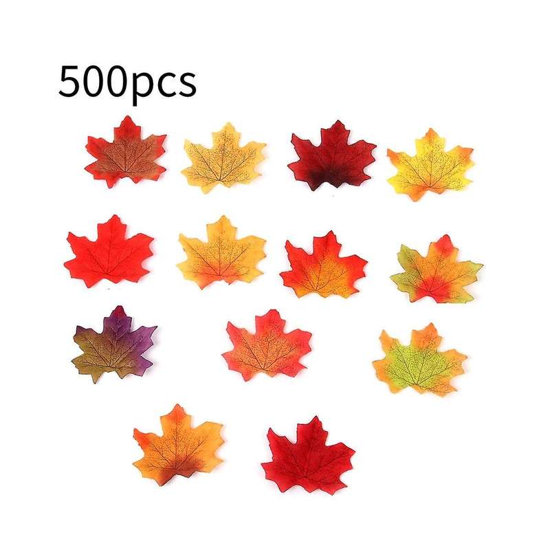 500Pc Artificial Silk Maple Leaves Autumn Leaves DIY Handmade Scrapbooking Autumn Fall Wedding Decor