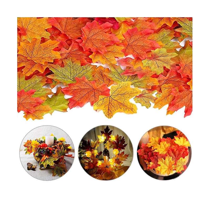 500Pc Artificial Silk Maple Leaves Autumn Leaves DIY Handmade Scrapbooking Autumn Fall Wedding Decor