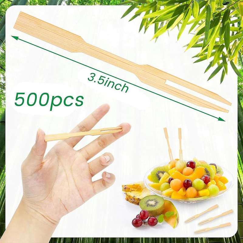 500pcs Bamboo Forks 3.5 Inch, Cocktail Forks Appetizer Forks, Small Forks for Appetizer, Disposable/