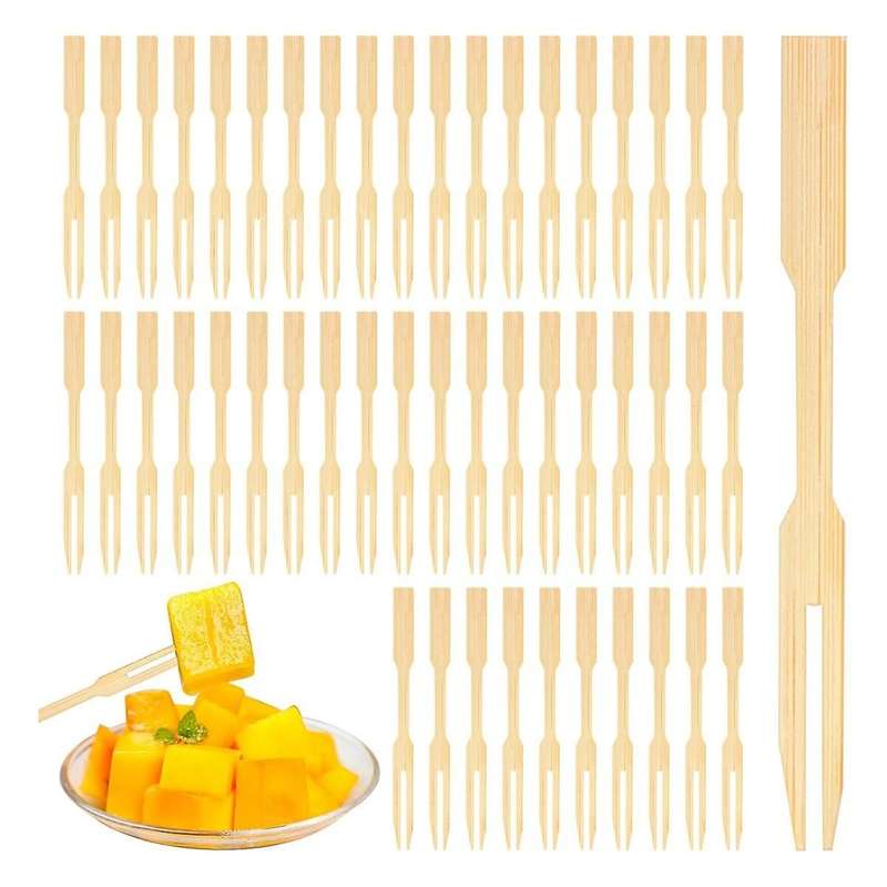 500pcs Bamboo Forks 3.5 Inch, Cocktail Forks Appetizer Forks, Small Forks for Appetizer, Disposable/
