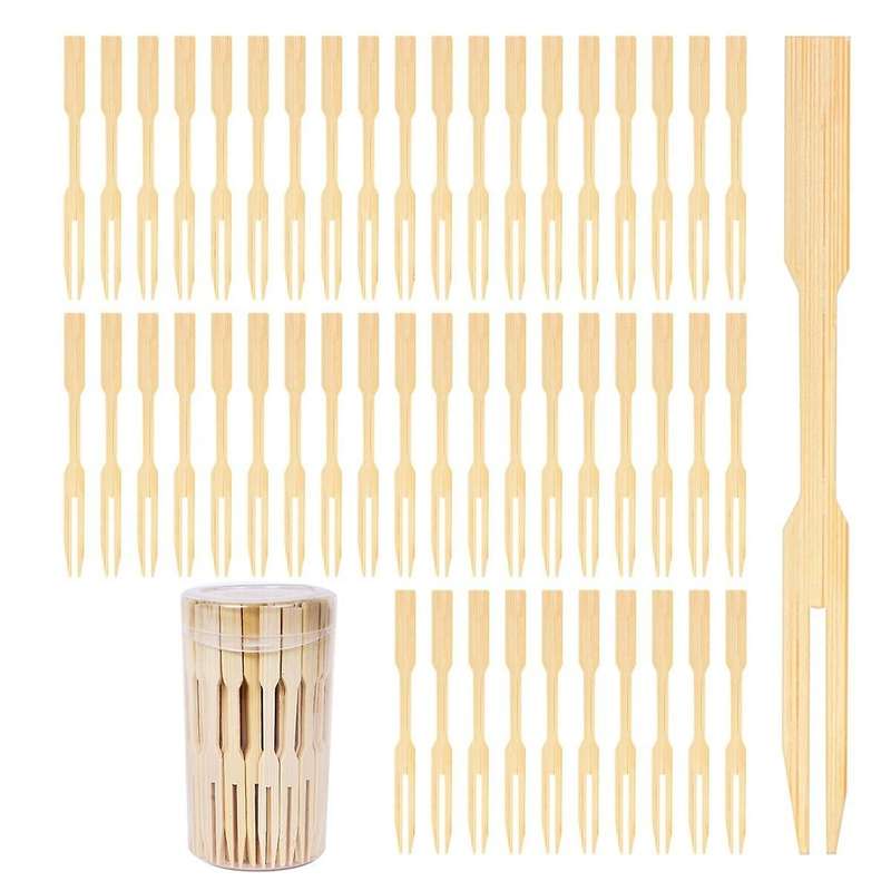 500pcs Bamboo Forks 3.5 Inch, Cocktail Forks Appetizer Forks, Small Forks for Appetizer, Disposable/
