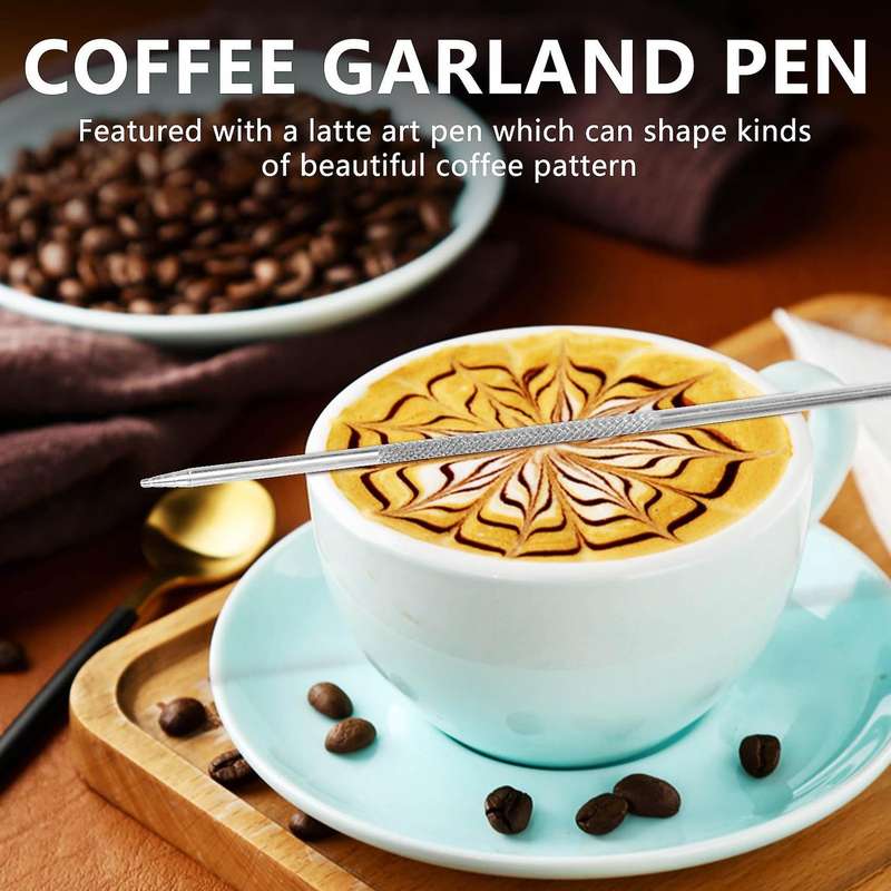 500ml Stainless Steel Double Mesh , Jug with Art Pen,for Making Coffee Cappuccino Frothing Milk