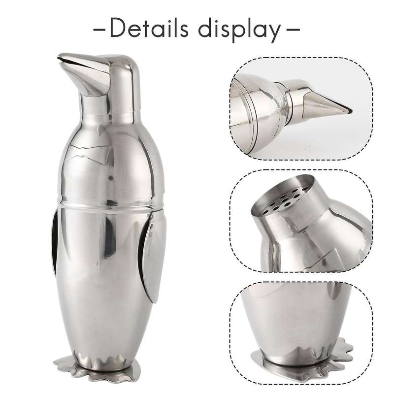 500Ml Shaker, Penguin Stainless Steel Bar Bartender Drink Mixer Shaker Pot,Wine Bottle,Wine Accessor