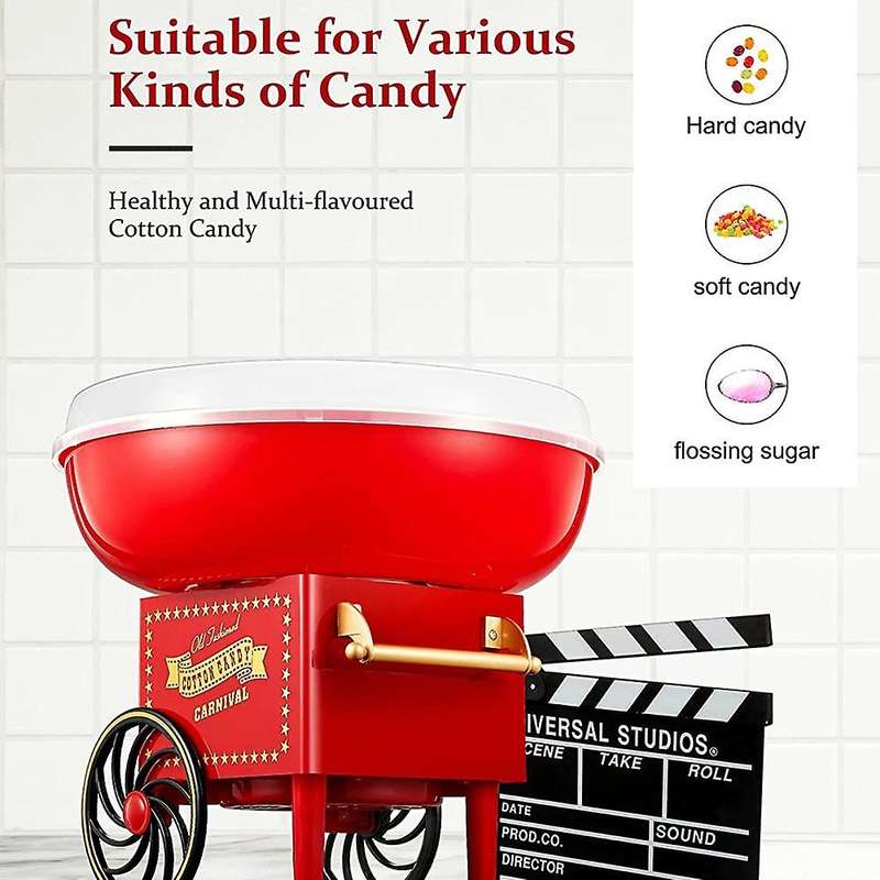 500W Retro Cotton Candy Machine Cotton Candy Machine with Non-Stick Plates, Funny Gift for Kids, EU