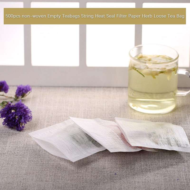 500pcs Non-woven Empty Teabags String Heat Seal Filter Paper Loose Tea Bag