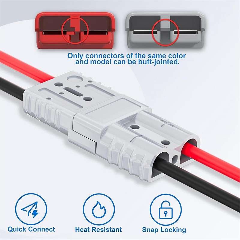 50A Battery Quick Disconnect Connector with 8AWG Wire and Mounting Bracket Extension Cable Connecto