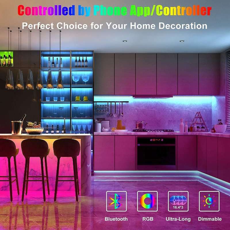 50FT Led Strip Lights Music Sync Color Changing LED Lights Strip Led Tape Lights with Phone App+20Ke