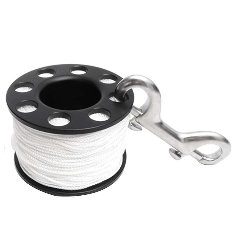 50M Scuba Diving Spool Finger Reel with Stainless Steel Double Ended Hook Equipment Cave Dive