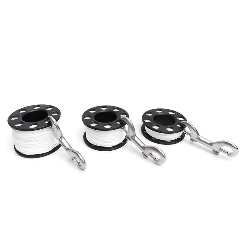 50M Scuba Diving Spool Finger Reel with Stainless Steel Double Ended Hook Equipment Cave Dive