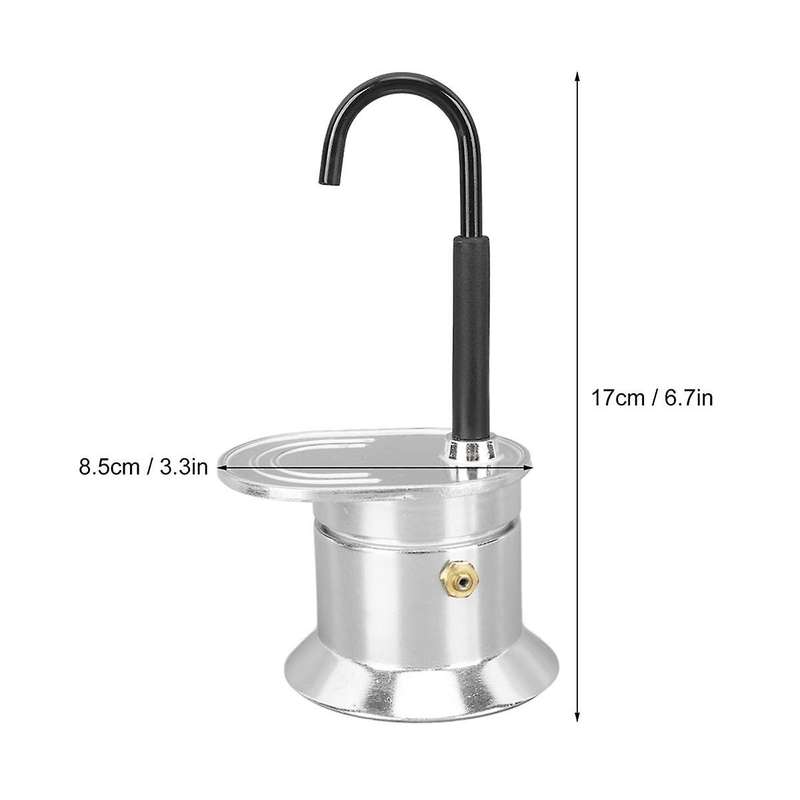 50ml Single Tube Moka Pot Aluminum Alloy Silver, Spout Stovetop Italian Coffee Maker, Enjoy Deliciou