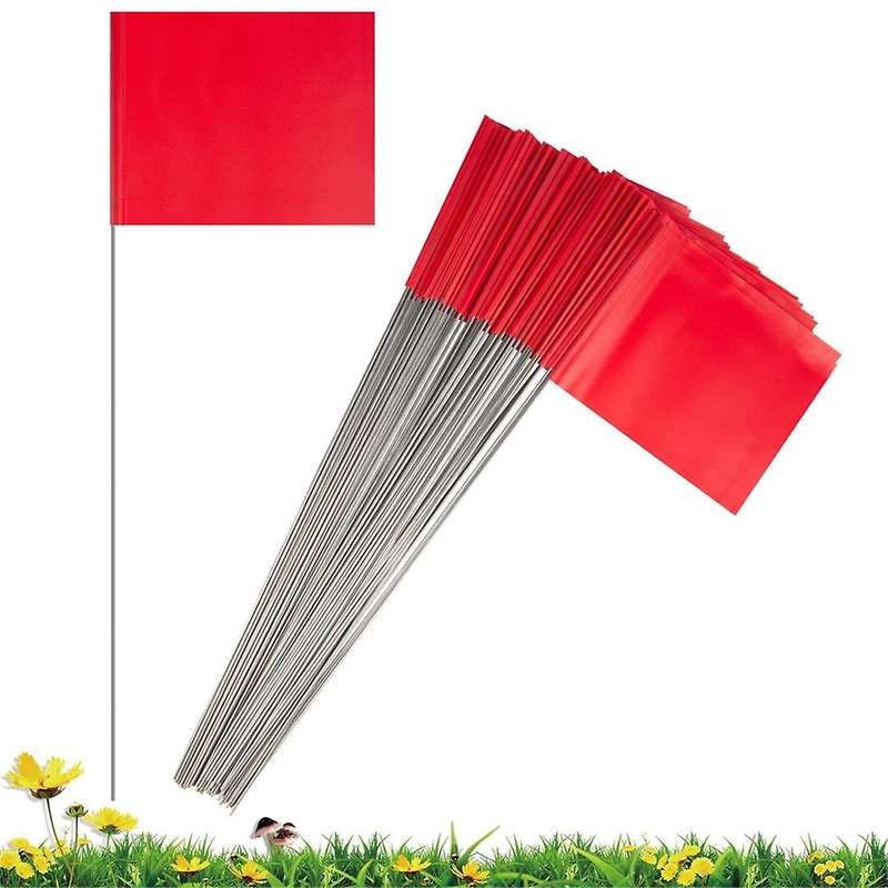 50Pack Marking Flags, Red Yard Flags 15x4x5Inch, Marker Flags, Lawn Flags Markers, Irrigation Flags,
