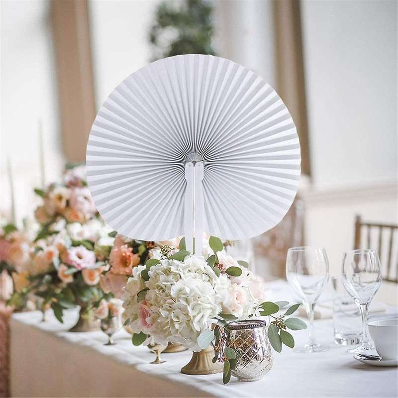 50-Pack Accordion Fan Handheld- Portable Circular Handheld Fans with Plastic Handle for Special Occa