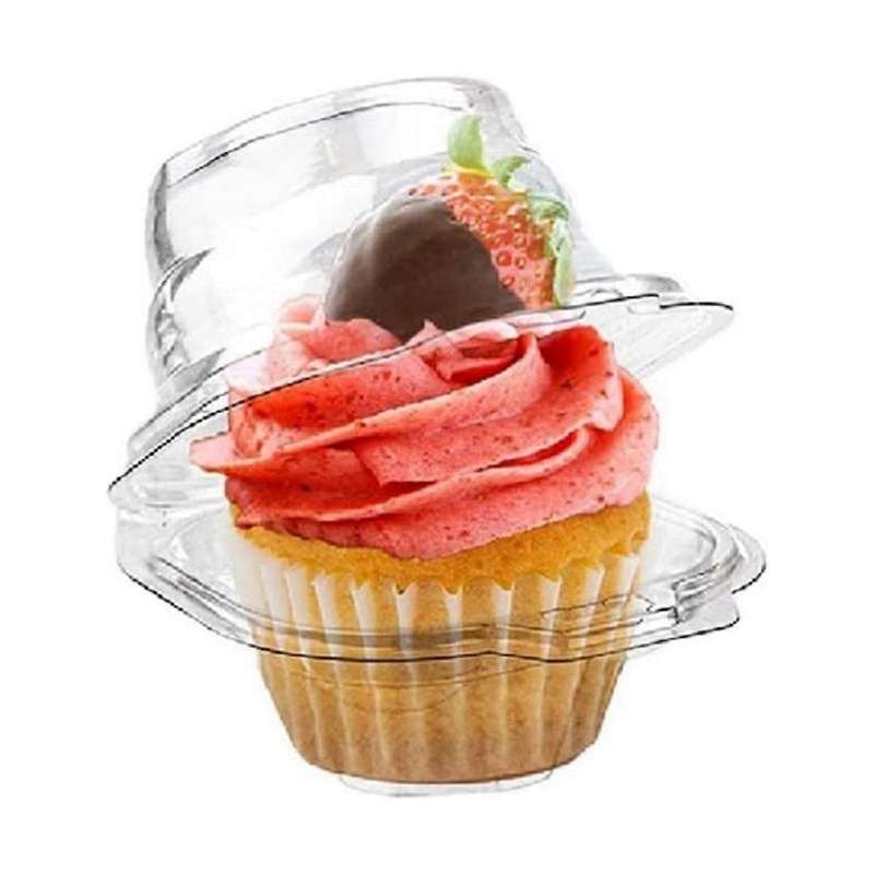 50-pack Individual Cupcake Containers, Stackable Single Compartment Disposable Carrier Holder Box W