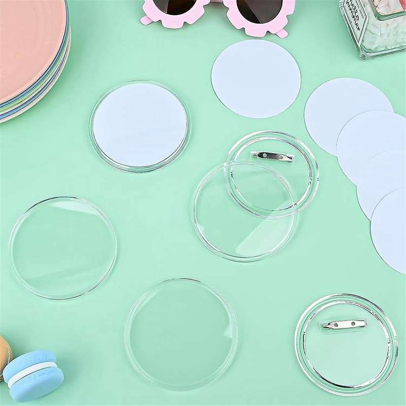 50pcs 1.5inch Button Maker Diy Button Pins, Acrylic Design Button Badge Clear Button Pin Badges