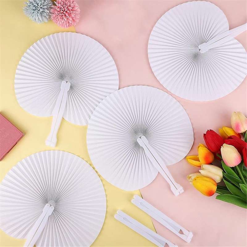 50-pack Accordion Fan Handheld- Portable Circular Handheld Fans with Plastic Handle for Special Occ