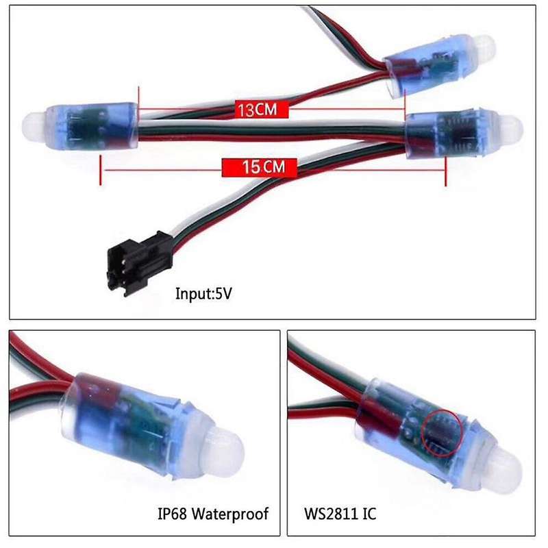 50Pcs 4M DC5V WS2811 Full Color LED Pixel Light Module 12mm 15cm