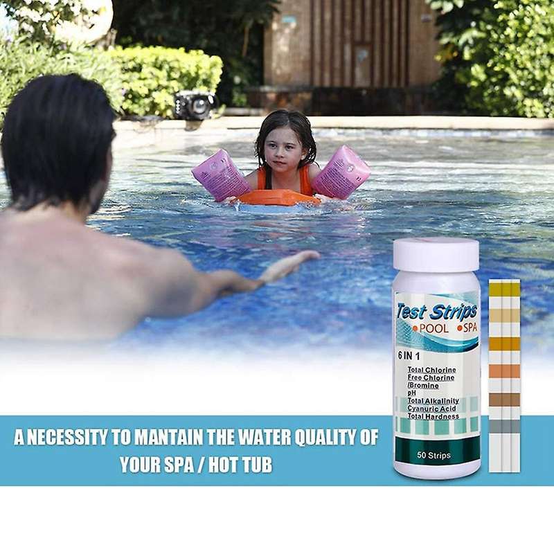 50pcs 6-in-1 Swimming Pool Ph Test Paper Residual Chlorine Ph Value Alkalinity Hardness Test Strip