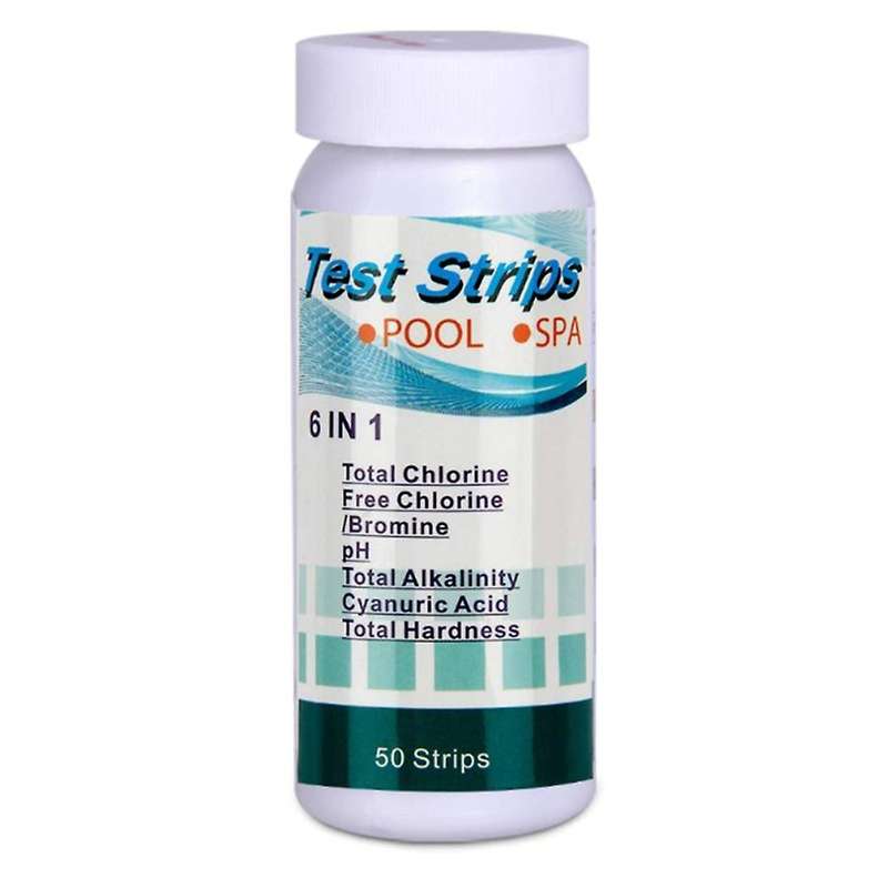 50pcs 6-in-1 Swimming Pool Ph Test Paper Residual Chlorine Ph Value Alkalinity Hardness Test Strip