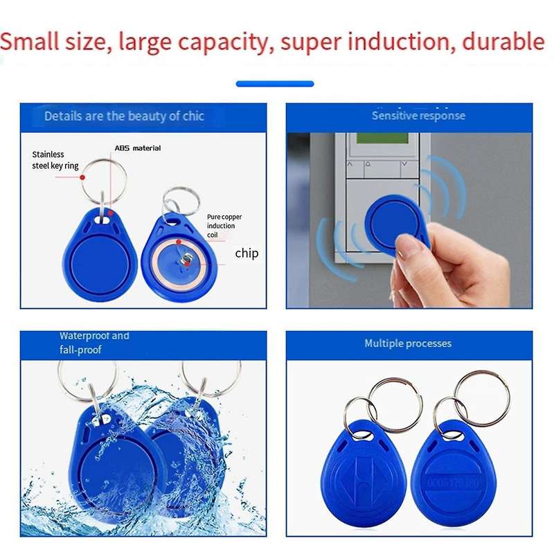 50Pcs 125KHz T5577 EM4305 Keyfobs Rewritable RFID Tag Copy Access Card ID Token Ring Cloner Keychai