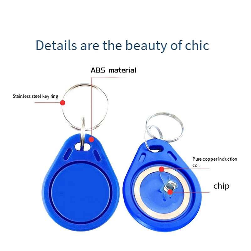 50Pcs 125KHz T5577 EM4305 Keyfobs Rewritable RFID Tag Copy Access Card ID Token Ring Cloner Keychai