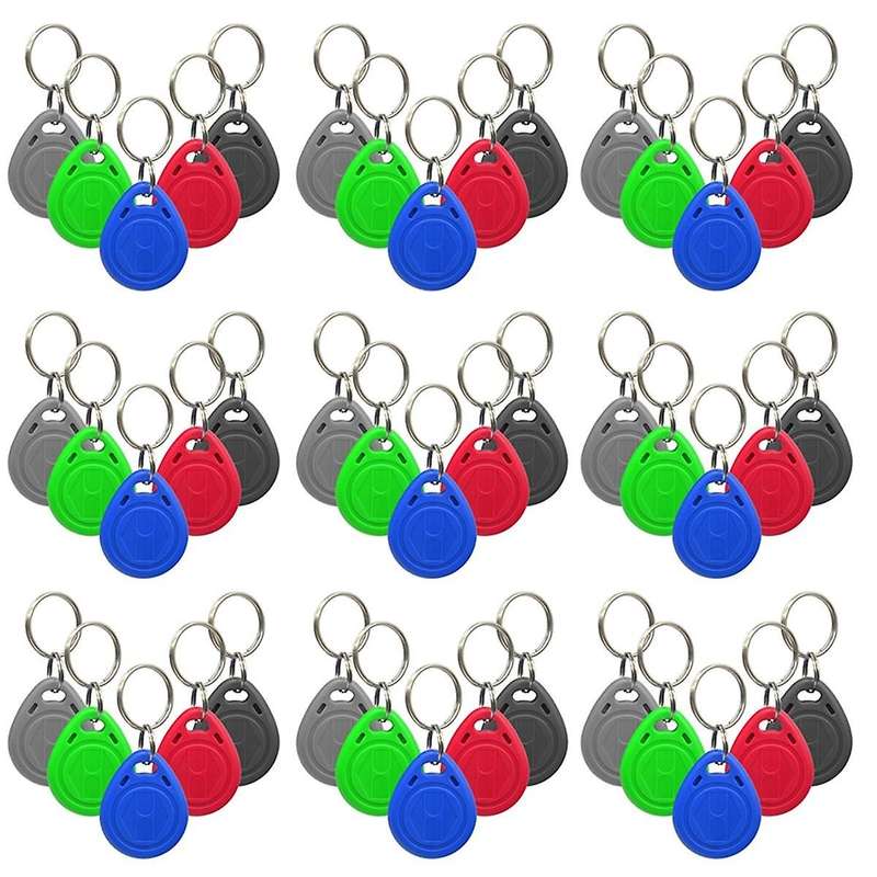 50Pcs 125KHz T5577 EM4305 Keyfobs Rewritable RFID Tag Copy Access Card ID Token Ring Cloner Keychai