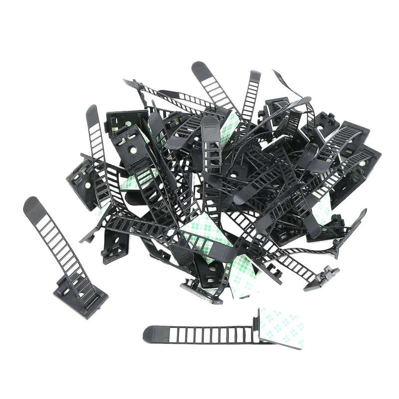 50pcs 2 Sizes Adjustable Self-adhesive Nylon Cable Straps Cable Ties Cord Clamp Compatible Wire Mana