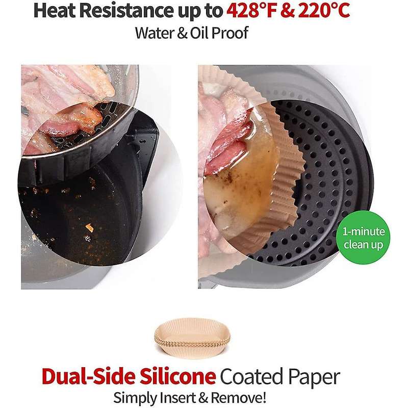 50Pcs Air Fryer Parchment Paper Liners Non-Stick Disposable Liners Basket UnperCompatibleated Round