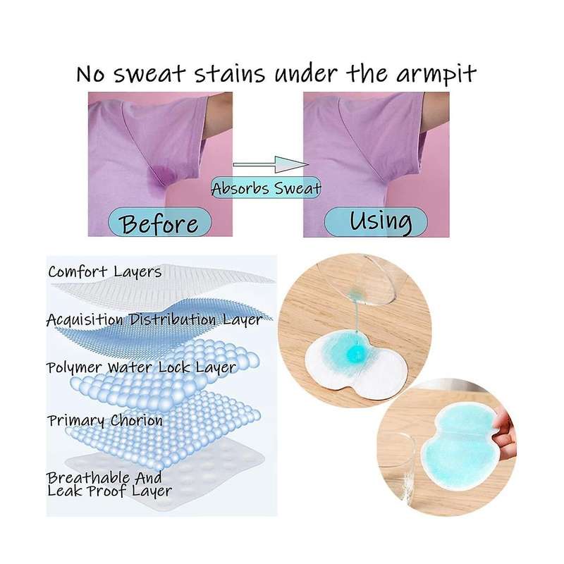 50Pcs Armpit Sweat Pads Underarm Pad Summer Deodorant Disposable Absorbent Liners Anti Perspiration