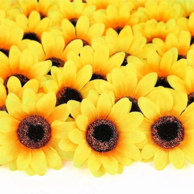 50Pcs Artificial Sunflower Heads Silk Sun Flowers Artificial SunFlowers Arrangements for Birthday Pa