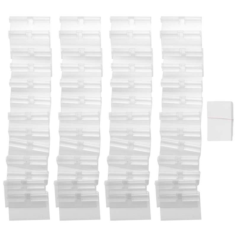 50Pcs Clear Plastic Label Holder Tag, Shelf Label Clip Removable Label Holder for Storage Bins Bask