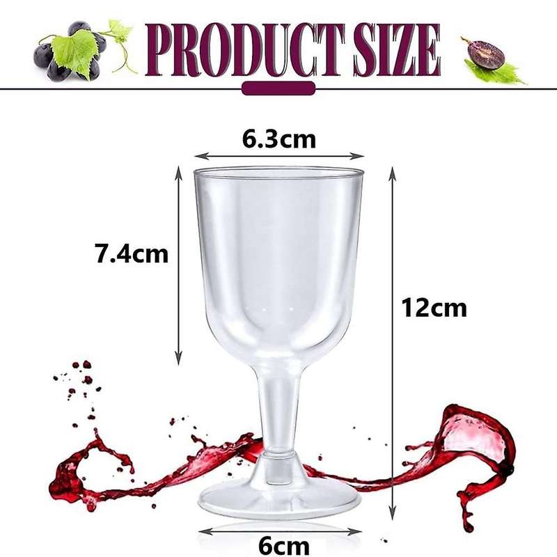 50pcs Clear Plastic Wine Glass Recyclable, Disposable & Reusable Cups for Champagne, Dessert, Beer