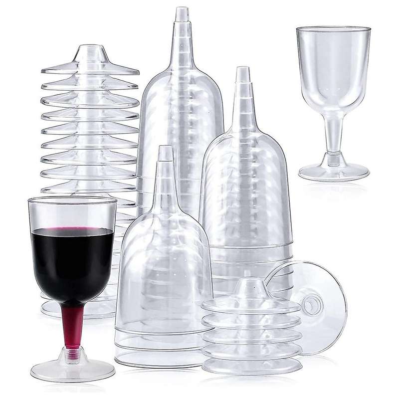 50pcs Clear Plastic Wine Glass Recyclable, Disposable & Reusable Cups for Champagne, Dessert, Beer
