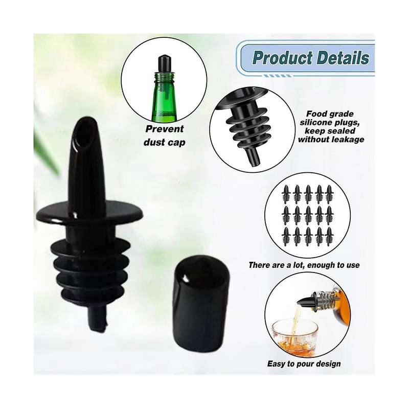 50pcs Bottle Pourers Syrup Pourer Pour Spouts Plastic Liquor Bottle Pourers with Rubber Pourers Dust