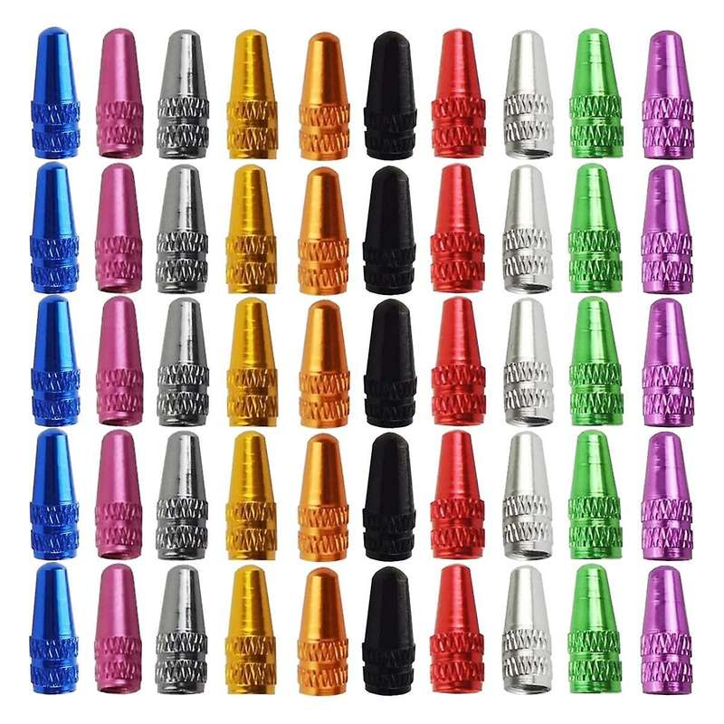 50pcs Bicycle Presta Valve Cap Aluminum Presta Cycling Valve Cap Bicycle Bike Tire Caps Style Cap D