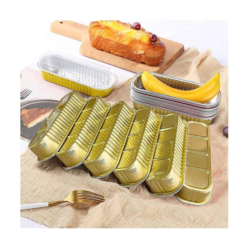 50pcs Disposable Aluminum Baking Cups Mini Loaf Pans Rectangle Muffin Tins Mini Narrow Cake Pans Fo