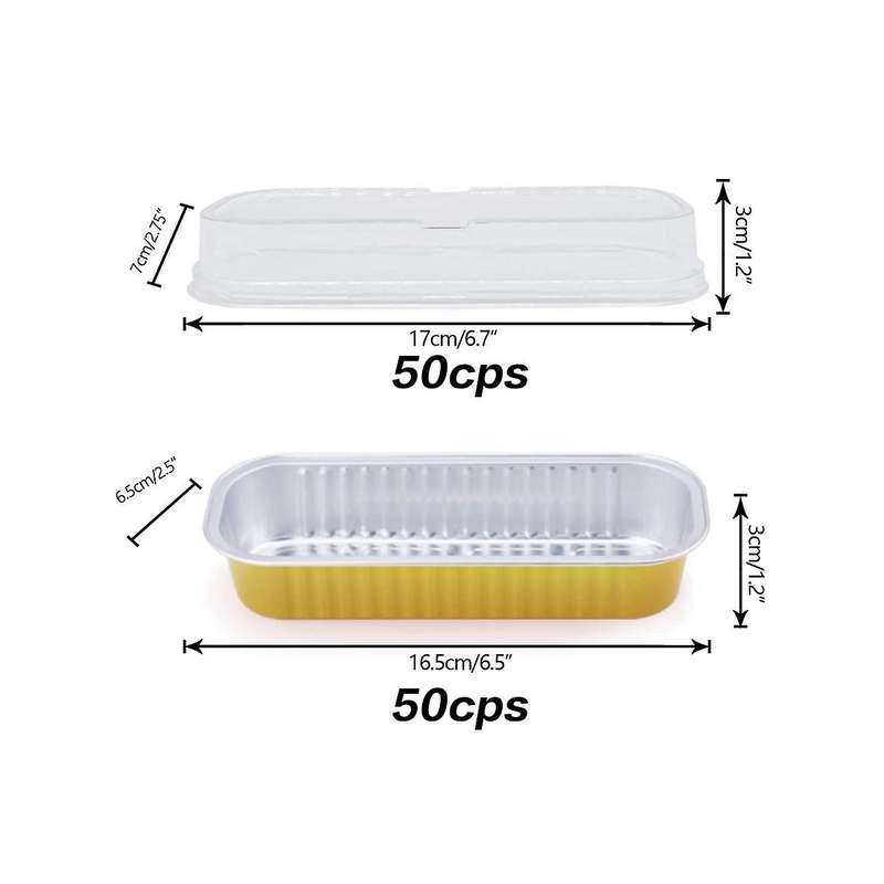 50pcs Disposable Aluminum Baking Cups Mini Loaf Pans Rectangle Muffin Tins Mini Narrow Cake Pans Fo