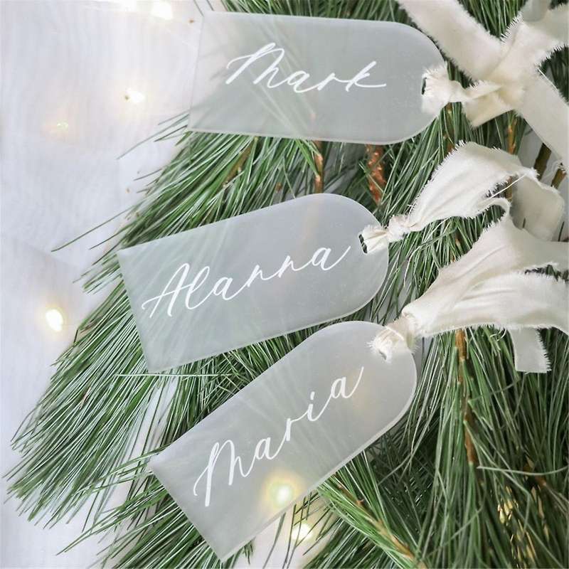 50PCS Frosted Acrylic Wedding Blank Place Card Clear Arch Gift Tag Name Plate Seating Chart DIY Mar