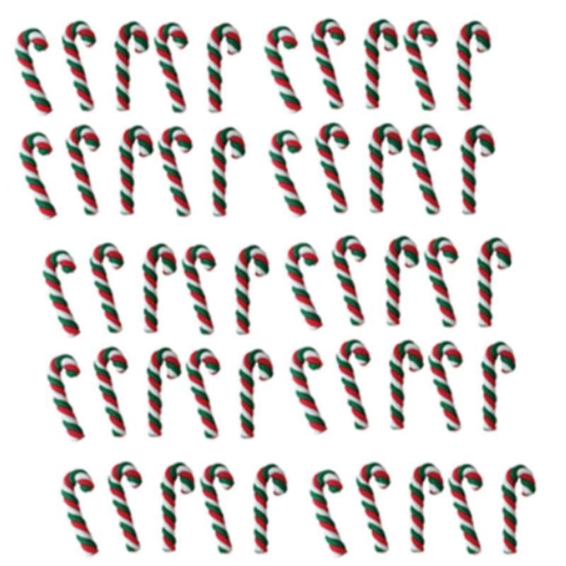 50pcs Green and Red Crutches Home Soft Pottery Christmas Accessories Diy Phone Beauty Materials