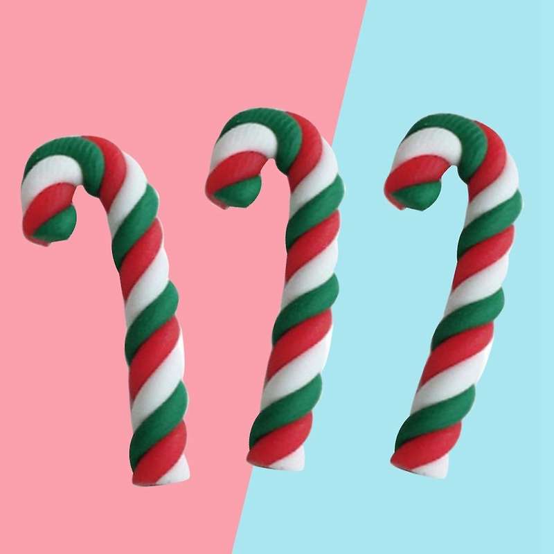 50pcs Green and Red Crutches Home Soft Pottery Christmas Accessories Diy Phone Beauty Materials