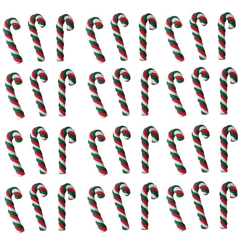 50pcs Green and Red Crutches Home Soft Pottery Christmas Accessories Diy Phone Beauty Materials