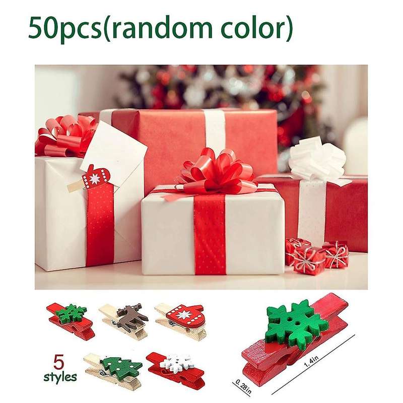 50Pcs Mini Clothespins - Colored Wood Clothespins for Photo Crafts Picture Clips Display Wall Decor