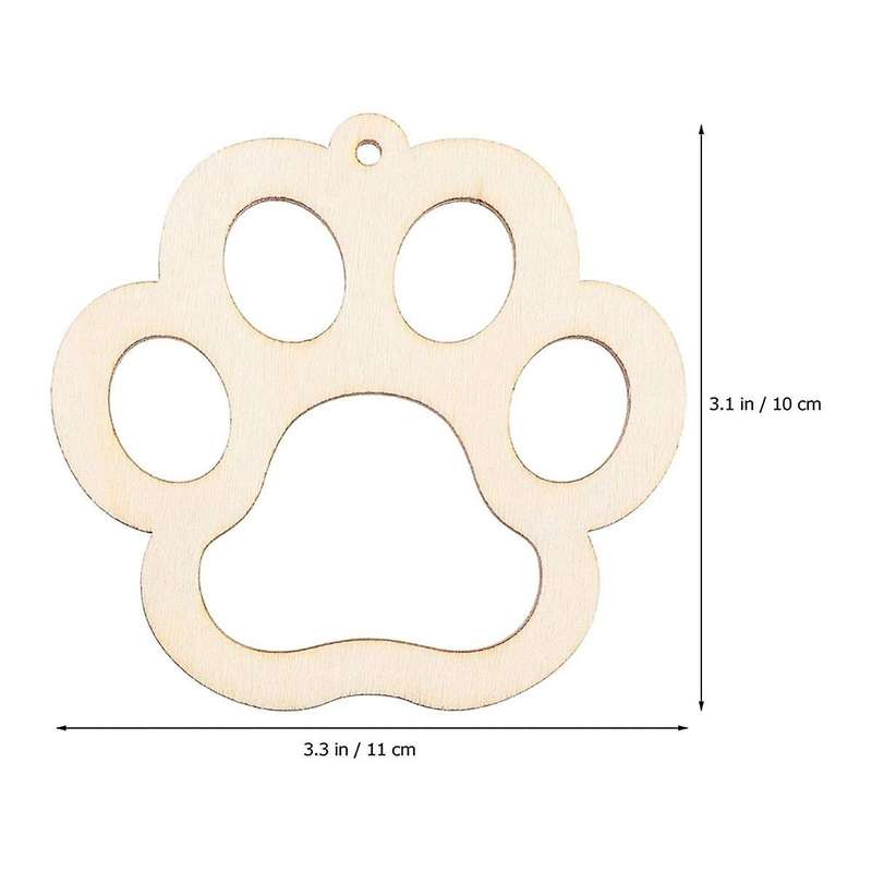 50pcs Mini Dog Wood Diy Crafts Cutouts Wooden Little Claw Shaped Hanging Ornaments Pets Decorations