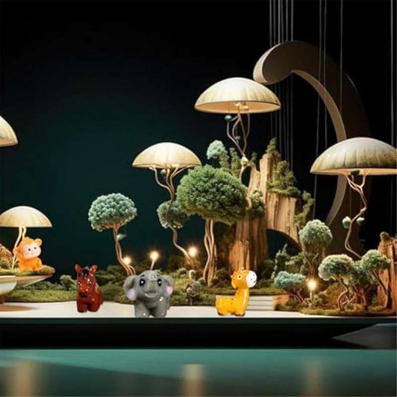 50PCS Mini Jungle Animals Figurines Resin Lion Wild Animal Miniature Figurines for Garden Moss Lands