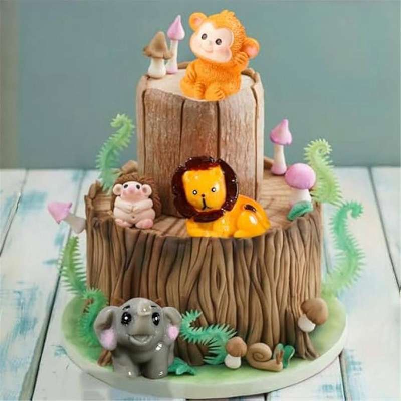 50PCS Mini Jungle Animals Figurines Resin Lion Wild Animal Miniature Figurines for Garden Moss Lands