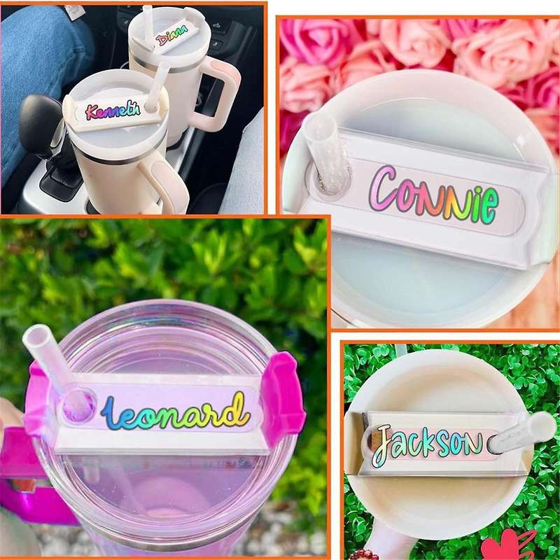 50PCS Name for Cups Acrylic Nameplate Personalized Name Tag Blank for Tumbler Topper Lid Accessories