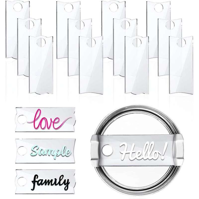 50PCS Name for Cups Acrylic Nameplate Personalized Name Tag Blank for Tumbler Topper Lid Accessories