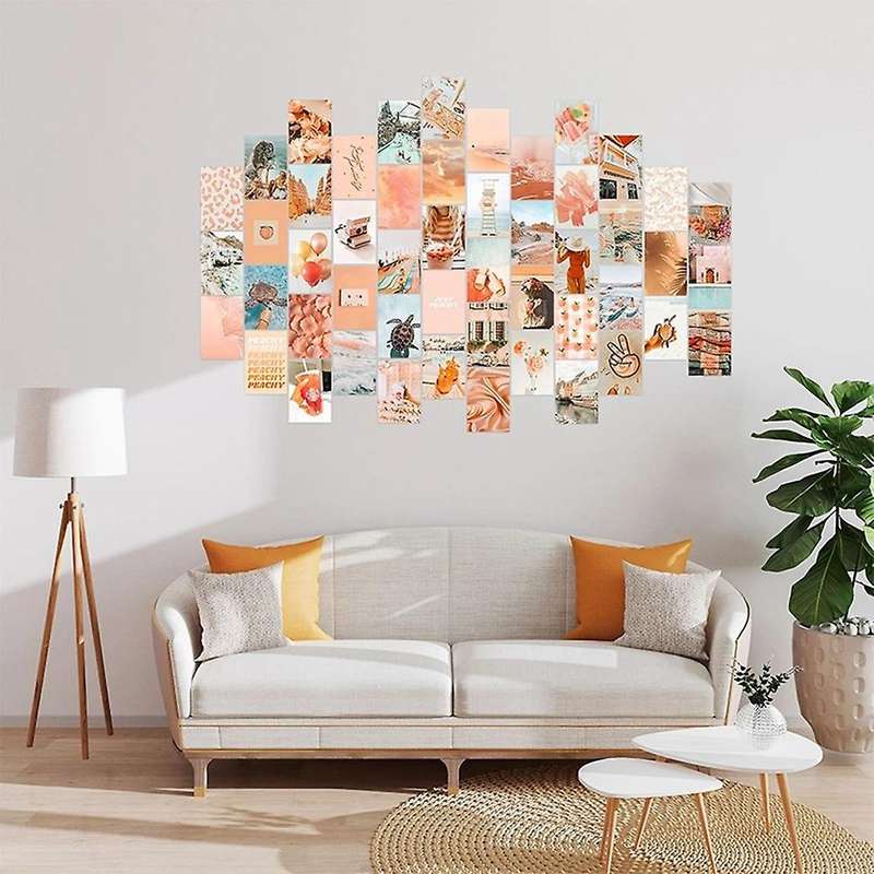 50Pcs Peach Beach Aesthetic Pictures for Wall Collage Boho Style Collage Print Kits Teal Color Room