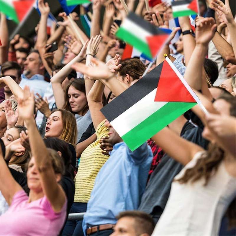 50pcs Palestine Flag Small with Pole, 14x21cm Palestine Hand Waving Flag - Double Sided Fine Handhe