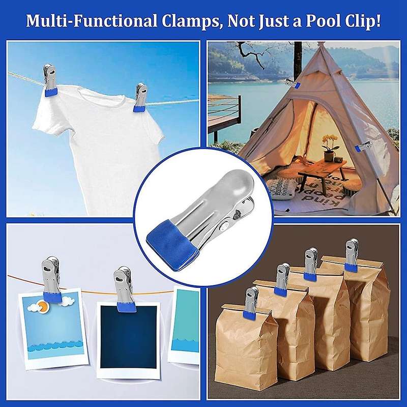 50pcs Multifunctional Pool Cover Clips for Above Ground Swimming Pool, Stainless Clips for Pool Cov