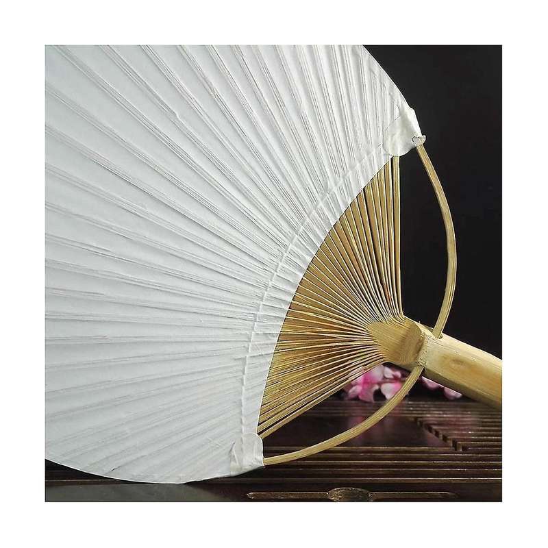 50Pcs Pure White Bamboo Handle Blank Calligraphy Painting Blank Group Fan White Fan Wedding White F